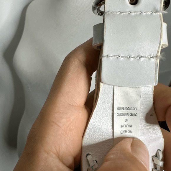 Vintage leather WESTERN laced BELT WHITE southwest womens LARGE l - Picture 5 of 5